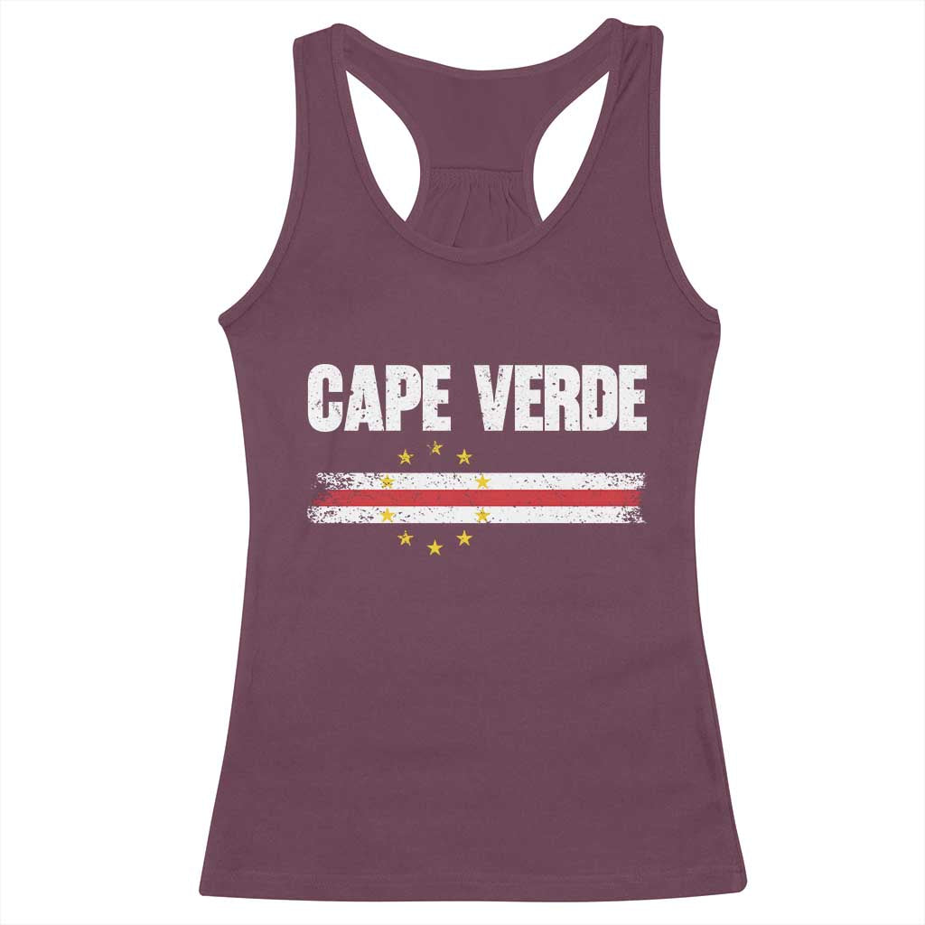 Cape Verde Pride Vintage Cape Verdean Flag 10 Stars Racerback Tank Top TS11 Maroon Print Your Wear