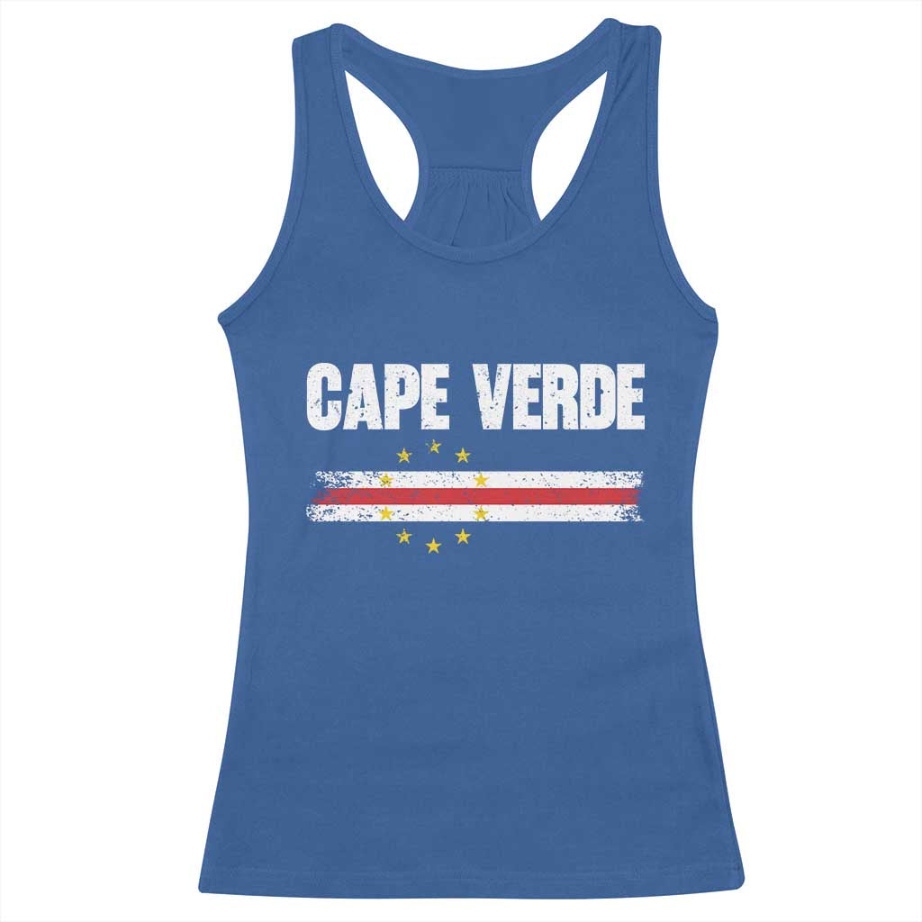 Cape Verde Pride Vintage Cape Verdean Flag 10 Stars Racerback Tank Top TS11 Royal Blue Print Your Wear