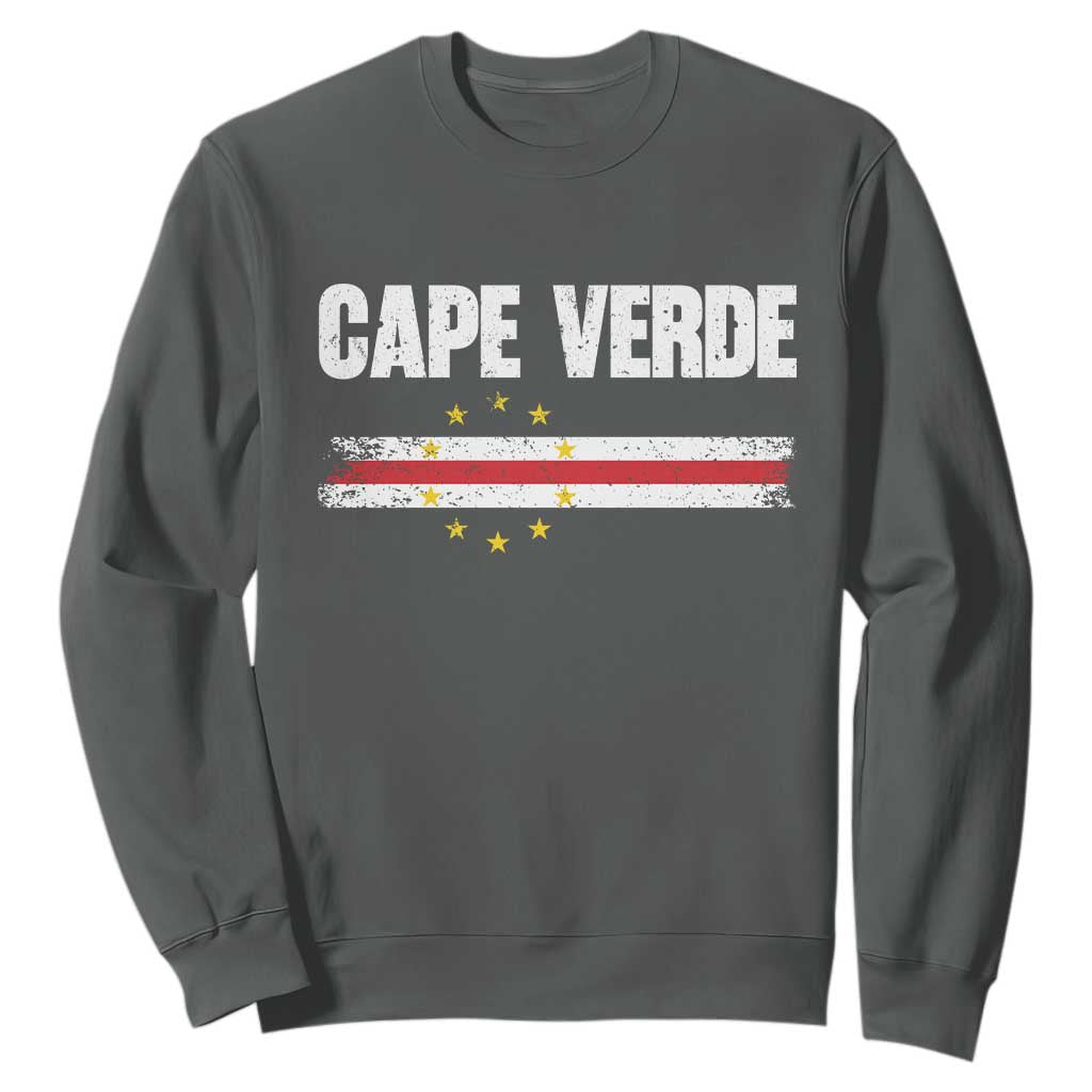 Cape Verde Pride Vintage Cape Verdean Flag 10 Stars Sweatshirt TS11 Dark Heather Print Your Wear