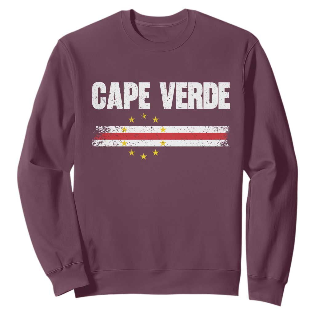 Cape Verde Pride Vintage Cape Verdean Flag 10 Stars Sweatshirt TS11 Maroon Print Your Wear