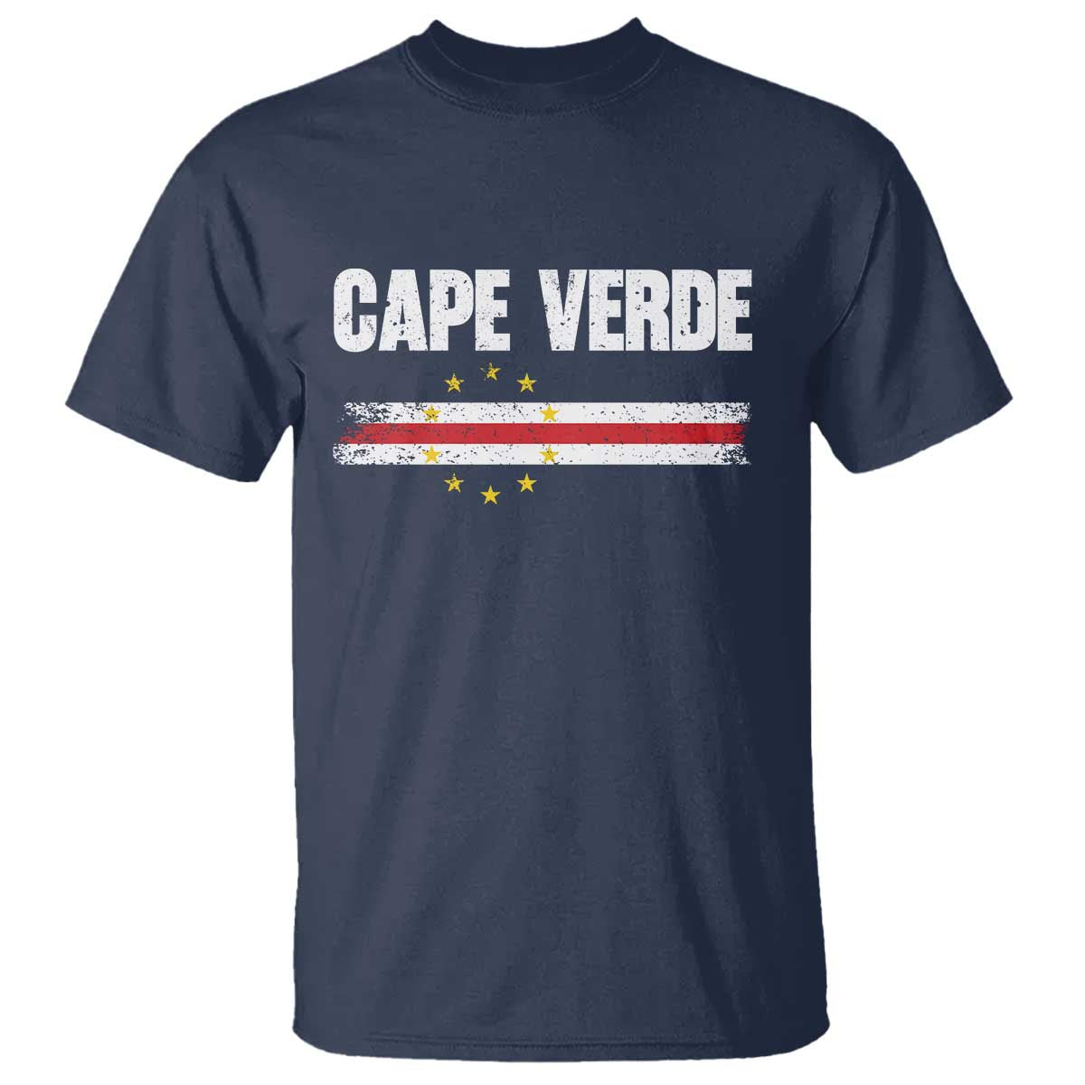 Cape Verde Pride Vintage Cape Verdean Flag 10 Stars T Shirt TS11 Navy Print Your Wear