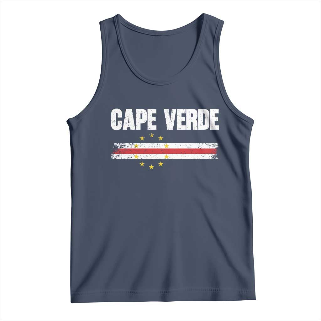 Cape Verde Pride Vintage Cape Verdean Flag 10 Stars Tank Top TS11 Navy Print Your Wear