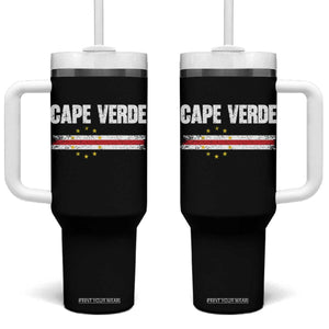 Cape Verde Pride Vintage Cape Verdean Flag 10 Stars Tumbler With Handle TS11 One Size: 40 oz Black Print Your Wear