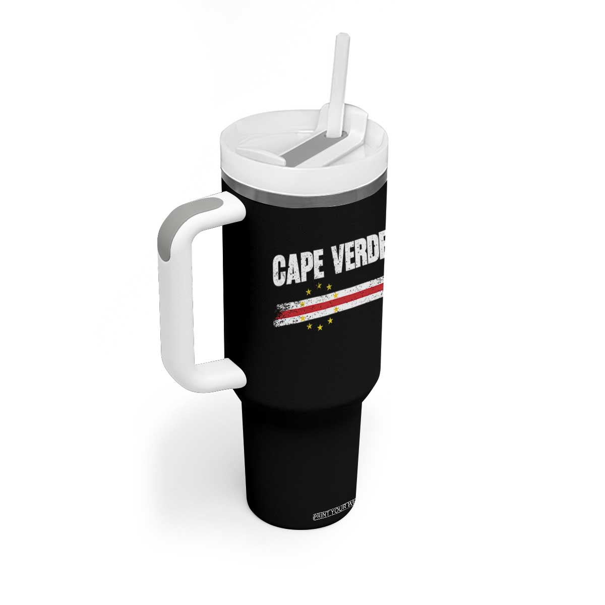 Cape Verde Pride Vintage Cape Verdean Flag 10 Stars Tumbler With Handle TS11 Print Your Wear