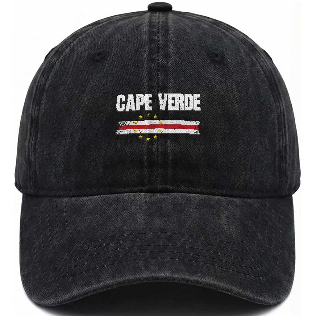 Cape Verde Pride Vintage Cape Verdean Flag 10 Stars Washed Cotton Baseball Cap TS11 Print Your Wear
