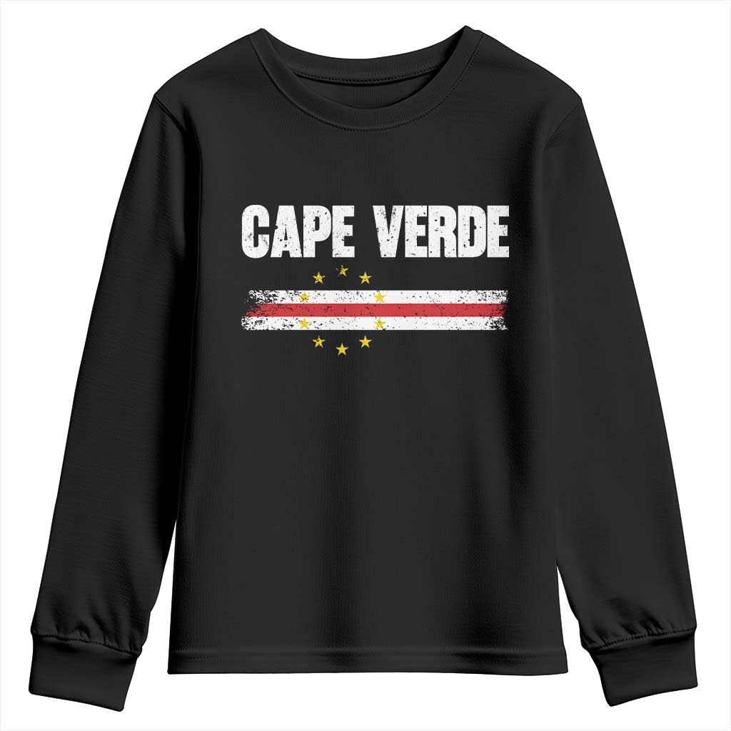 Cape Verde Pride Vintage Cape Verdean Flag 10 Stars Youth Sweatshirt TS11 Black Print Your Wear