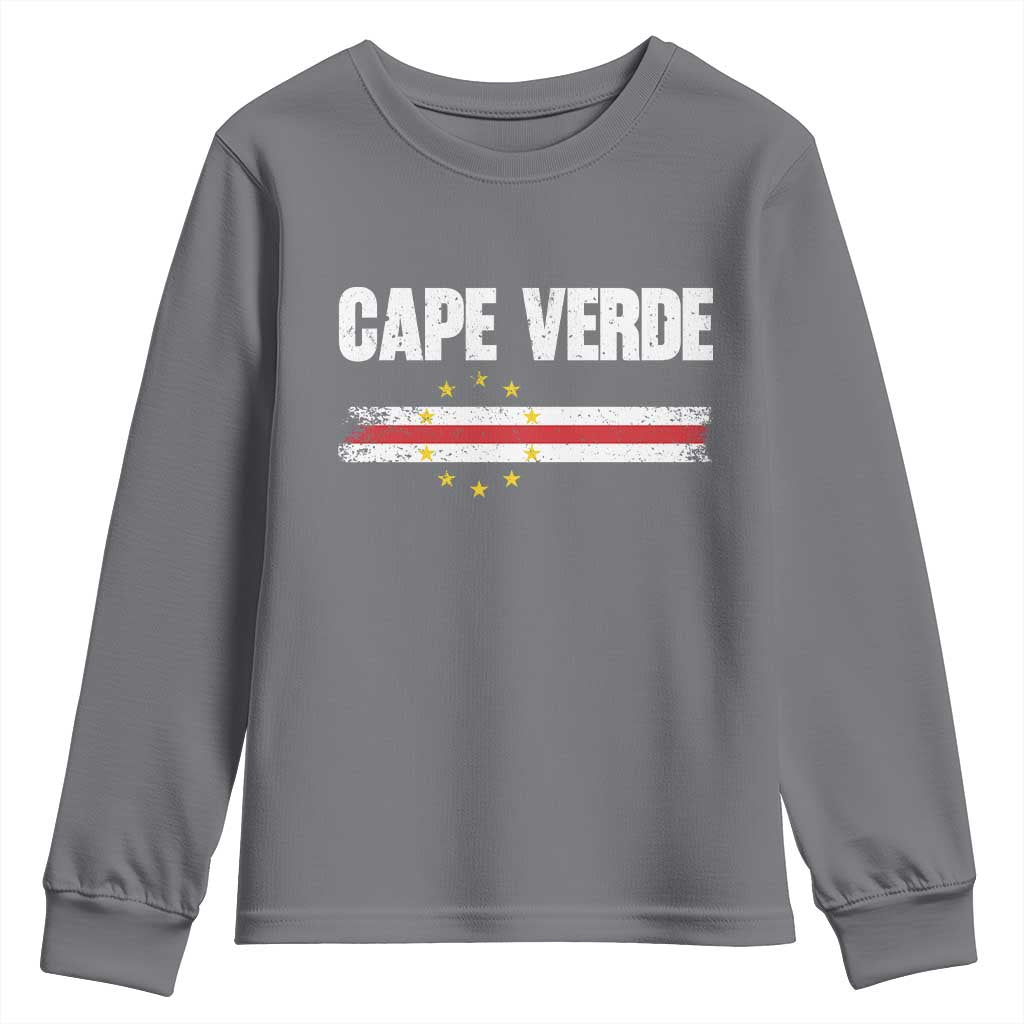 Cape Verde Pride Vintage Cape Verdean Flag 10 Stars Youth Sweatshirt TS11 Charcoal Print Your Wear