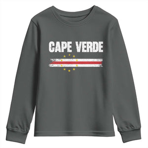 Cape Verde Pride Vintage Cape Verdean Flag 10 Stars Youth Sweatshirt TS11 Dark Heather Print Your Wear