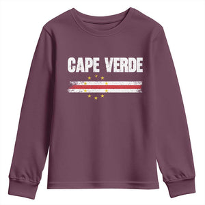 Cape Verde Pride Vintage Cape Verdean Flag 10 Stars Youth Sweatshirt TS11 Maroon Print Your Wear
