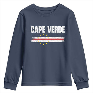 Cape Verde Pride Vintage Cape Verdean Flag 10 Stars Youth Sweatshirt TS11 Navy Print Your Wear