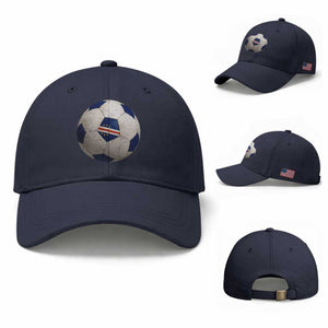 Cabo Verde Football Vintage Soccer Ball Graphic Baseball Cap TS11 Baseball Cap Universal Fit Navy Print Your Wear