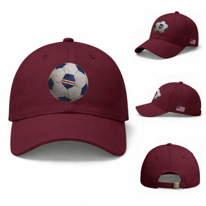 Cabo Verde Football Vintage Soccer Ball Graphic Baseball Cap TS11 Baseball Cap Universal Fit Maroon Print Your Wear