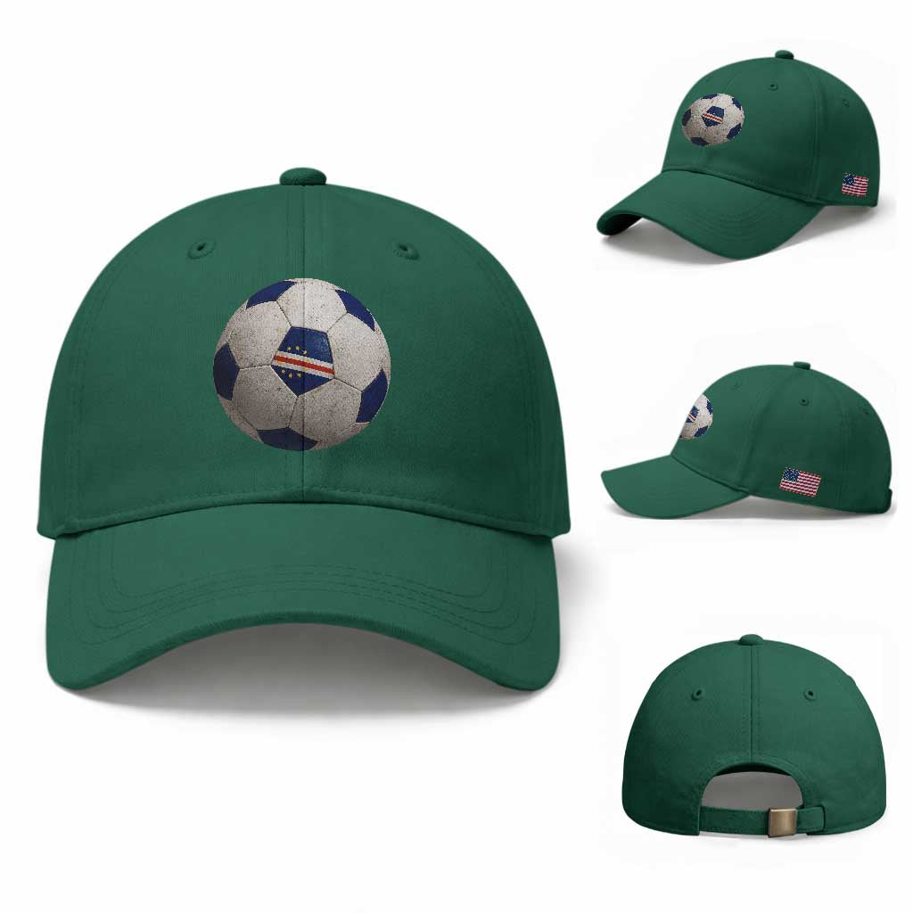 Cabo Verde Football Vintage Soccer Ball Graphic Baseball Cap TS11 Baseball Cap Universal Fit Irish Green Print Your Wear