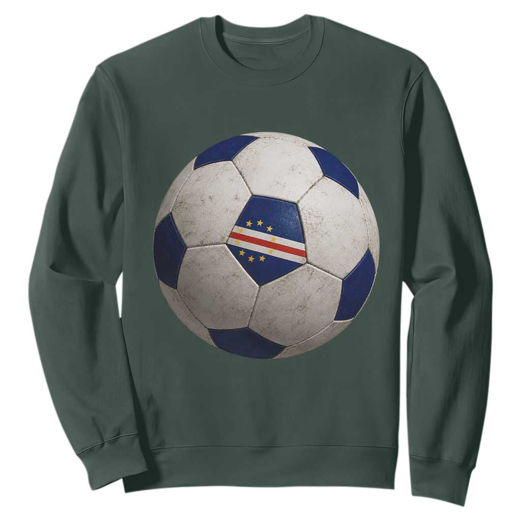 Cabo Verde Football Vintage Soccer Ball Graphic Sweatshirt TS11 Dark Forest Green Print Your Wear