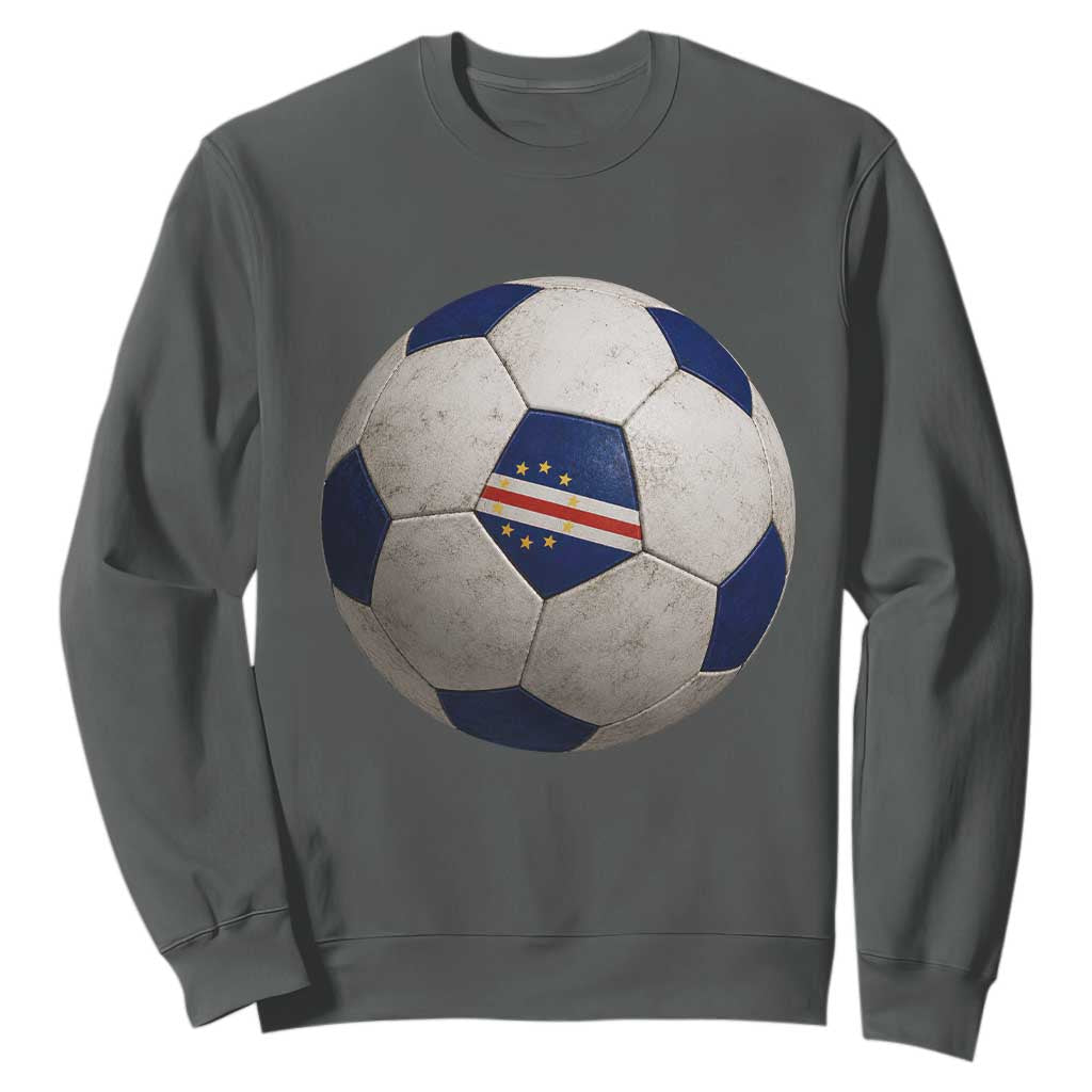 Cabo Verde Football Vintage Soccer Ball Graphic Sweatshirt TS11 Dark Heather Print Your Wear