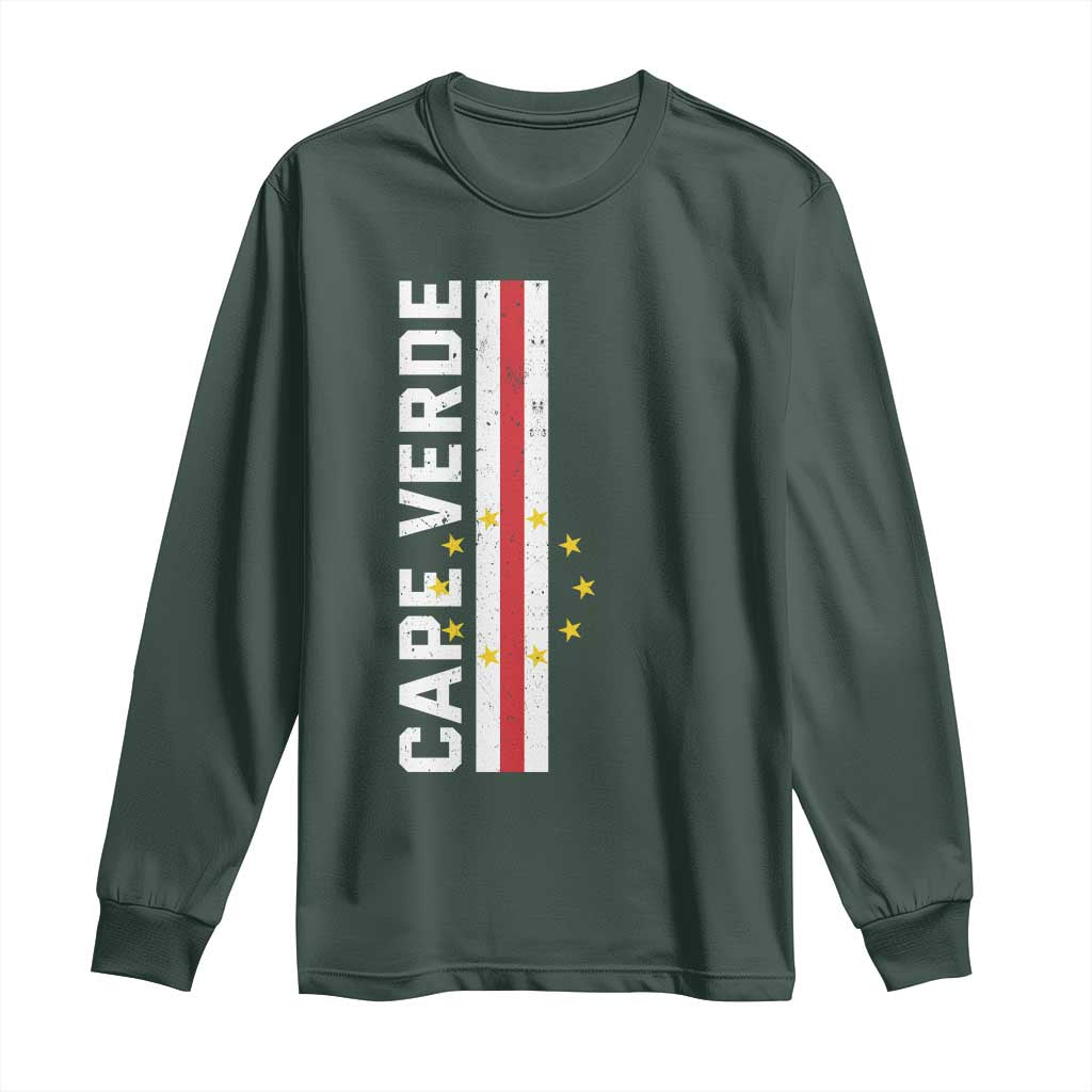 Cabo Verde Pride Vintage Jersey Cape Verdean Flag Long Sleeve Shirt TS11 Dark Forest Green Print Your Wear