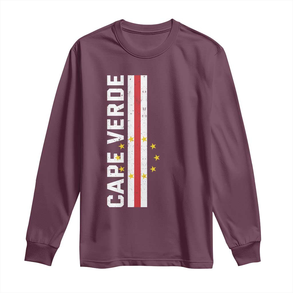 Cabo Verde Pride Vintage Jersey Cape Verdean Flag Long Sleeve Shirt TS11 Maroon Print Your Wear