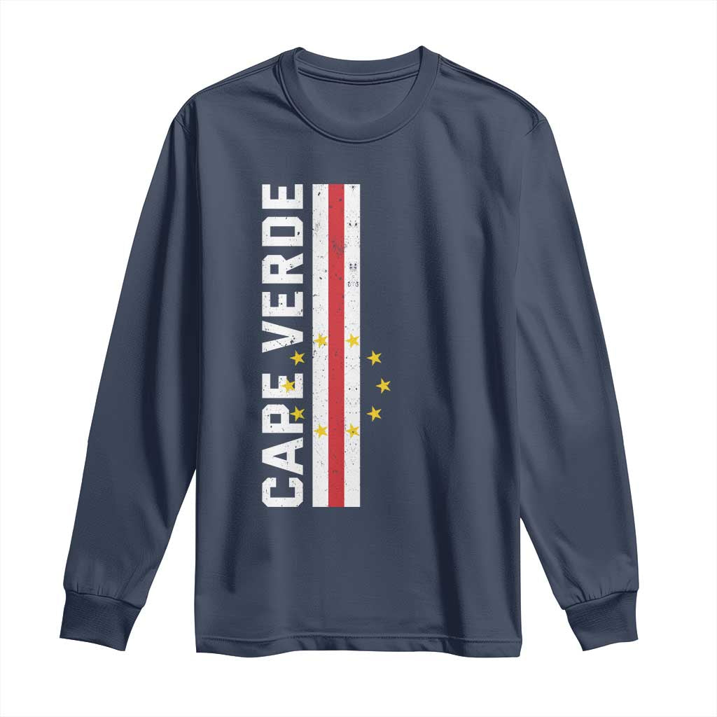 Cabo Verde Pride Vintage Jersey Cape Verdean Flag Long Sleeve Shirt TS11 Navy Print Your Wear