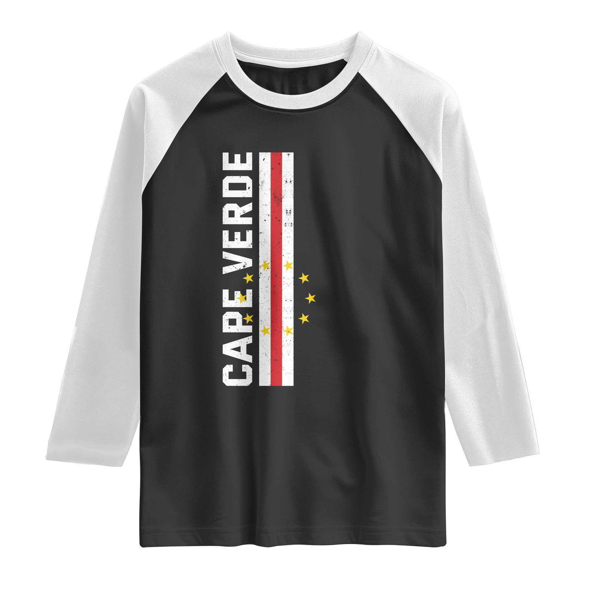 Cabo Verde Pride Vintage Jersey Cape Verdean Flag Raglan Shirt TS11 Black White Print Your Wear