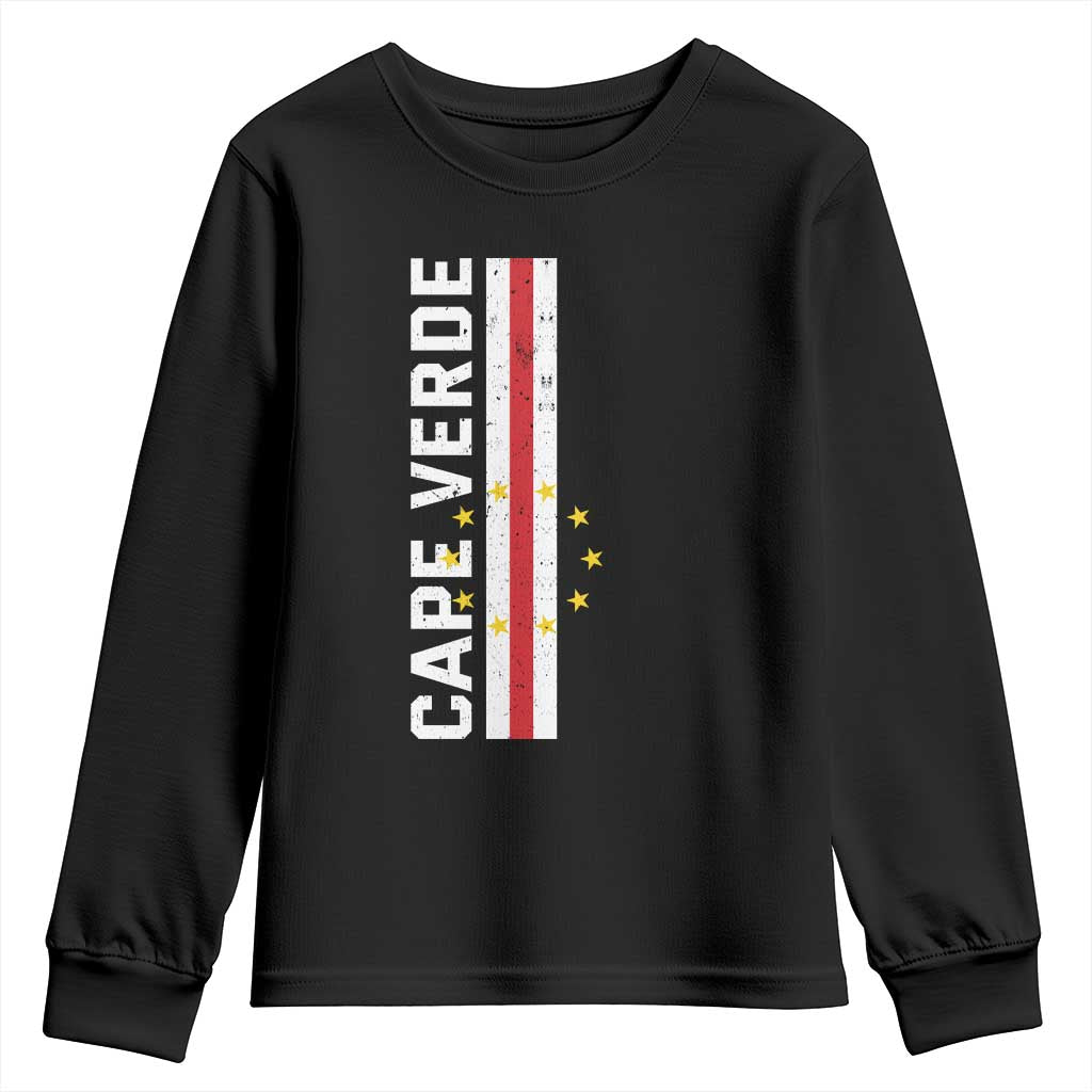 Cabo Verde Pride Vintage Jersey Cape Verdean Flag Youth Sweatshirt TS11 Black Print Your Wear