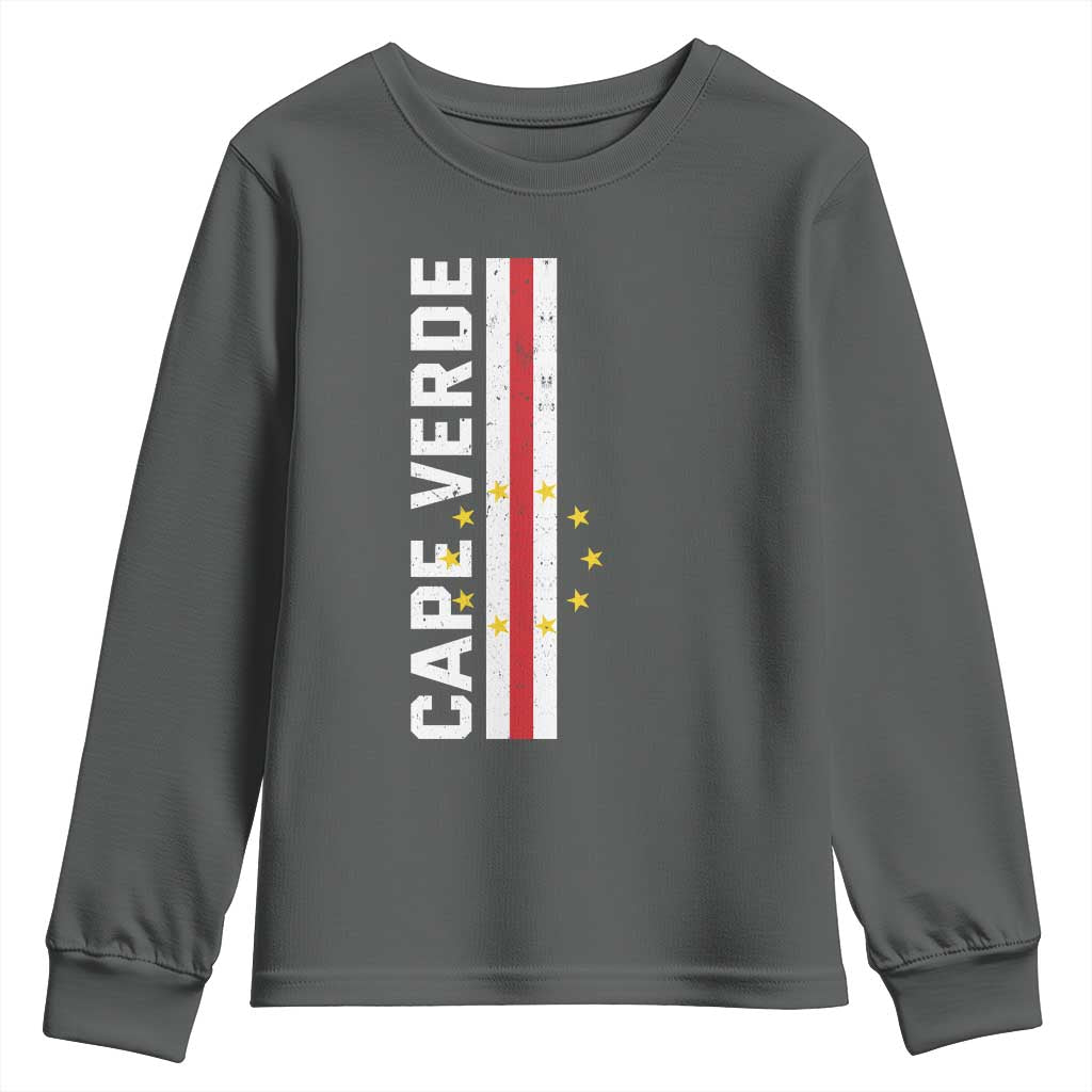 Cabo Verde Pride Vintage Jersey Cape Verdean Flag Youth Sweatshirt TS11 Dark Heather Print Your Wear