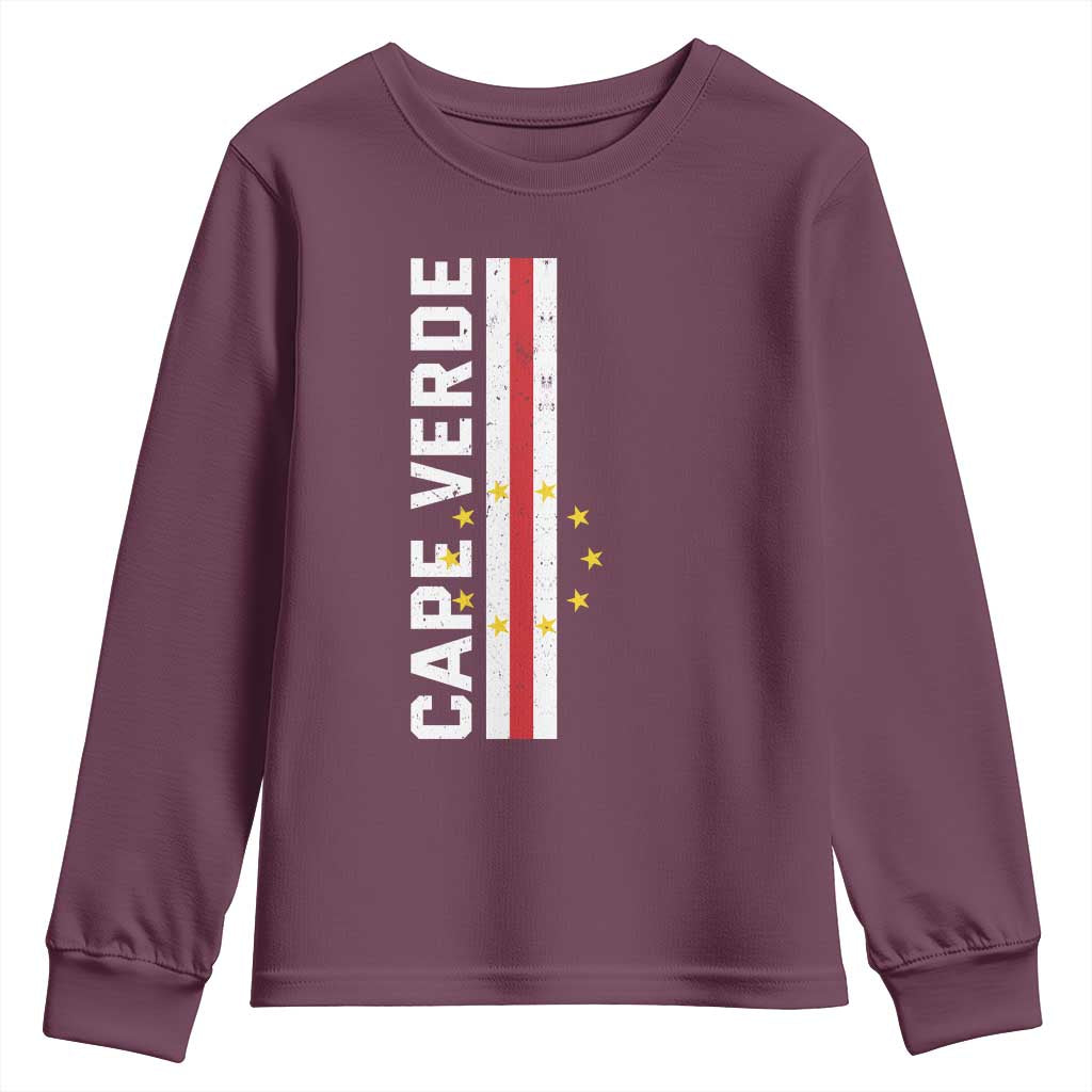Cabo Verde Pride Vintage Jersey Cape Verdean Flag Youth Sweatshirt TS11 Maroon Print Your Wear