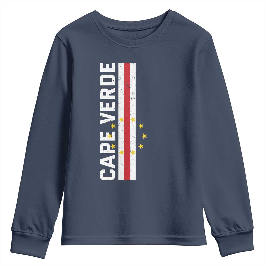 Cabo Verde Pride Vintage Jersey Cape Verdean Flag Youth Sweatshirt TS11 Navy Print Your Wear
