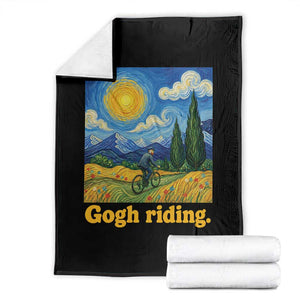 Gogh Riding Funny Cycling Van Gogh Art Bike Lover Throw Blanket