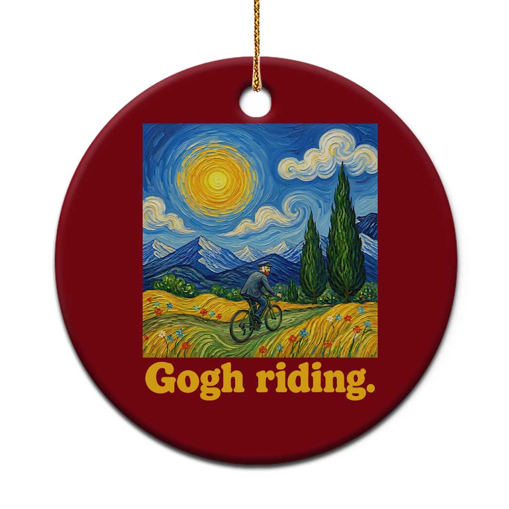 Gogh Riding Funny Cycling Van Gogh Art Bike Lover Ceramic Ornament