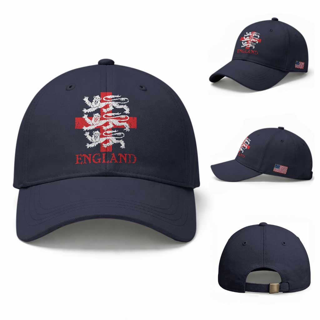 England Three Lions Symbol English Pride Souvenir Baseball Cap TS11 Baseball Cap Universal Fit Navy Print Your Wear