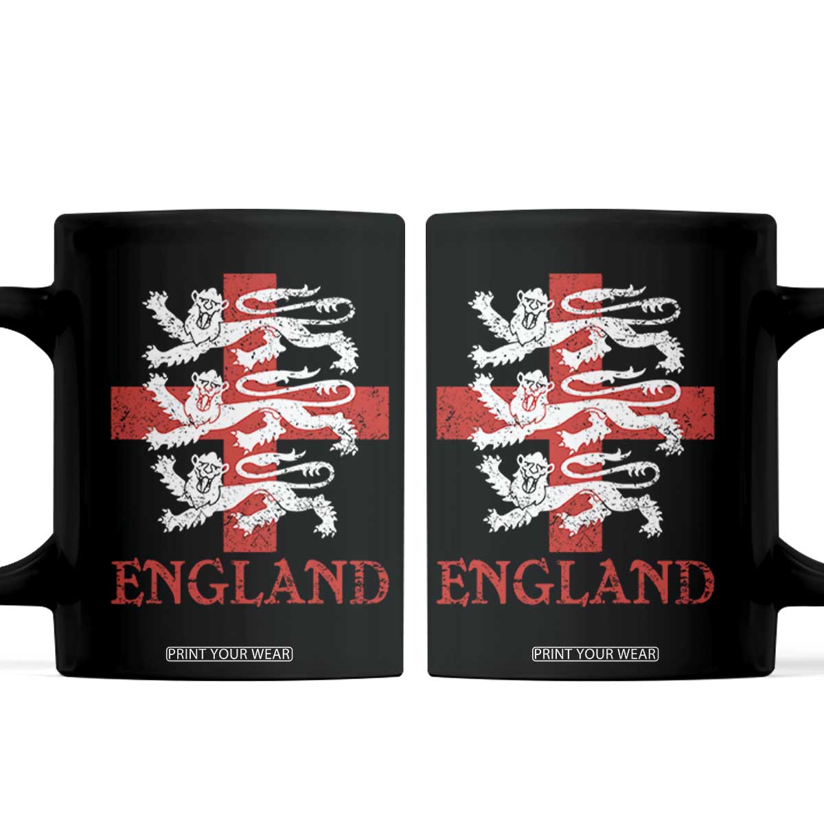 England Three Lions Symbol English Pride Souvenir Coffee Mug TS11 Black Print Your Wear