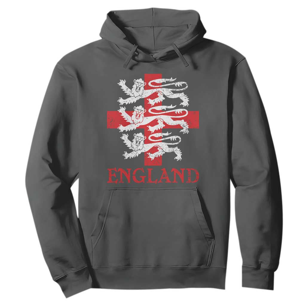 England Three Lions Symbol English Pride Souvenir Hoodie TS11 Dark Heather Print Your Wear