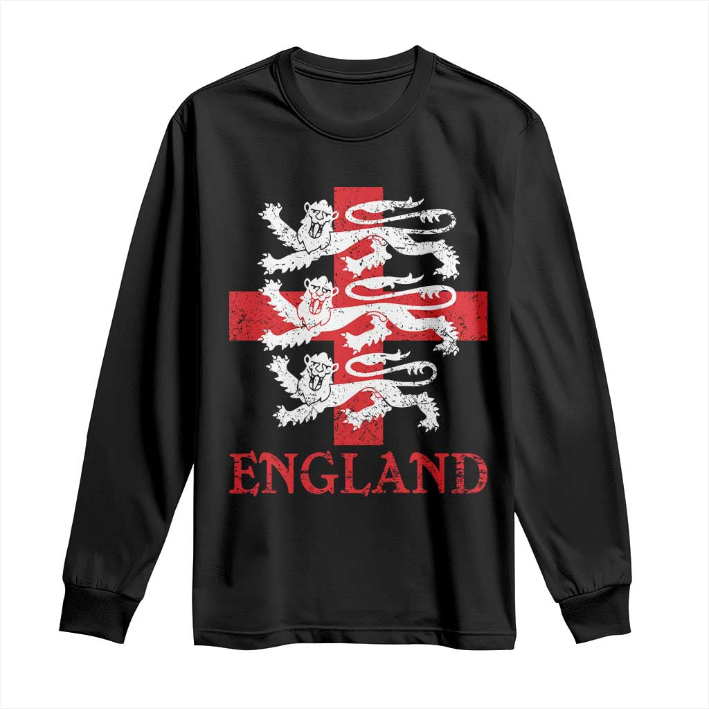 England Three Lions Symbol English Pride Souvenir Long Sleeve Shirt TS11 Black Print Your Wear