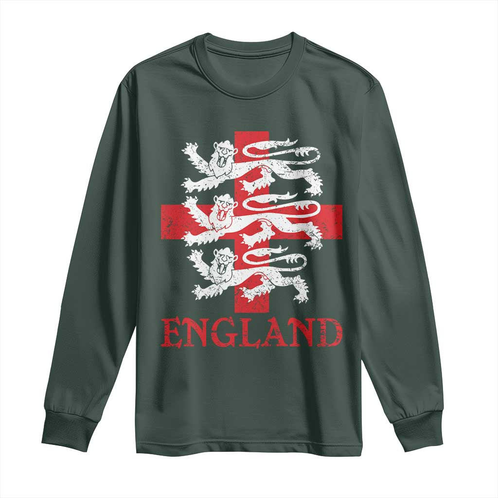 England Three Lions Symbol English Pride Souvenir Long Sleeve Shirt TS11 Dark Forest Green Print Your Wear