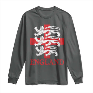 England Three Lions Symbol English Pride Souvenir Long Sleeve Shirt TS11 Dark Heather Print Your Wear