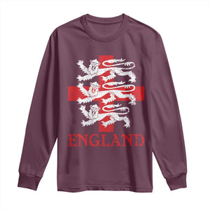 England Three Lions Symbol English Pride Souvenir Long Sleeve Shirt TS11 Maroon Print Your Wear
