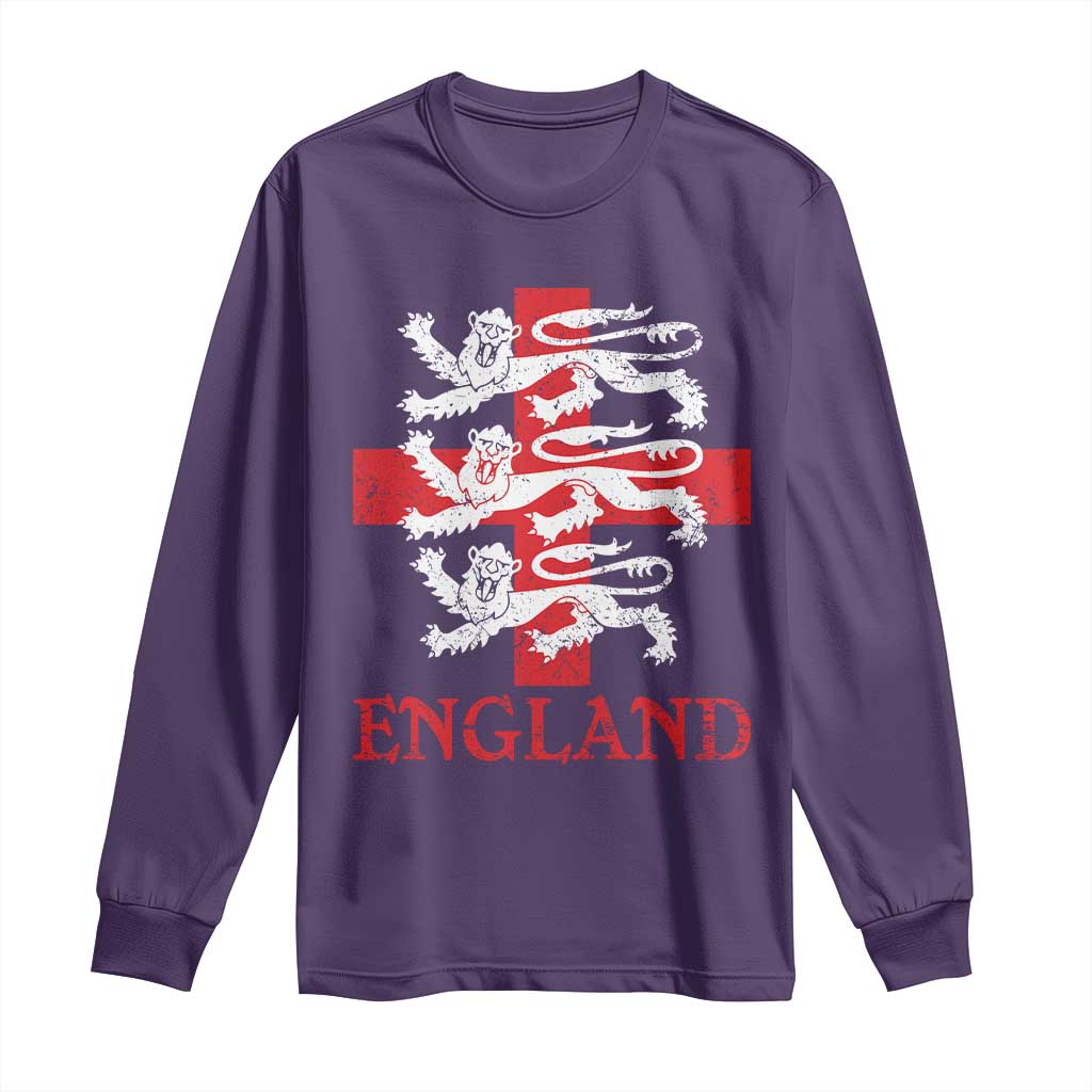 England Three Lions Symbol English Pride Souvenir Long Sleeve Shirt TS11 Purple Print Your Wear