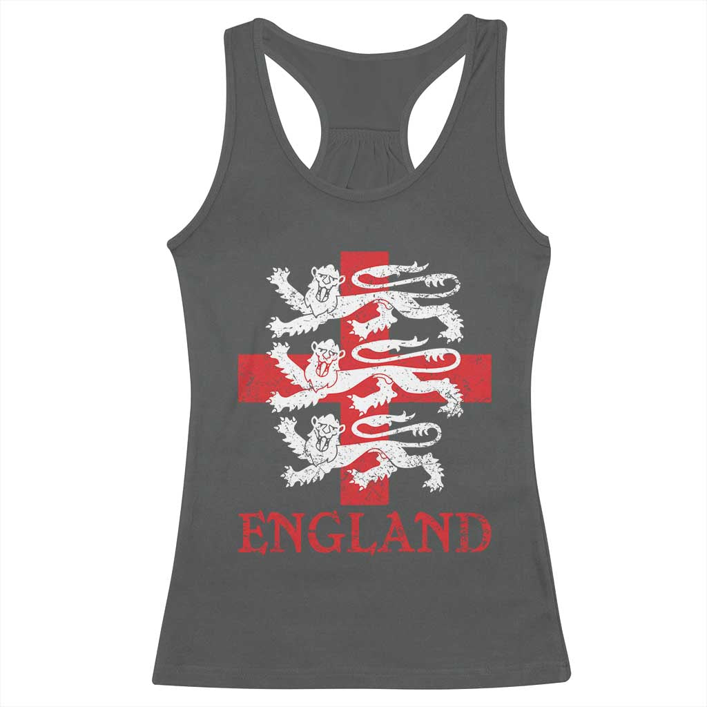 England Three Lions Symbol English Pride Souvenir Racerback Tank Top TS11 Dark Heather Print Your Wear