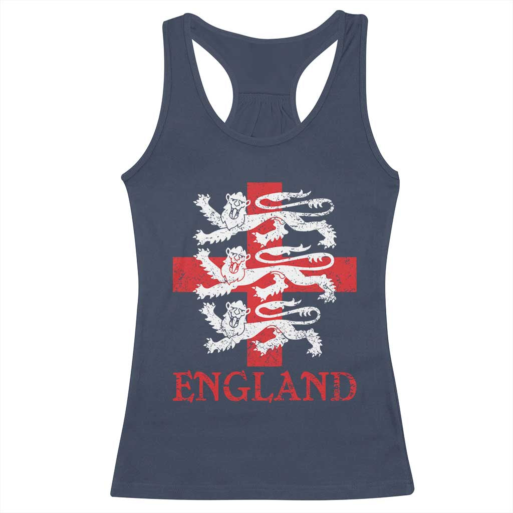 England Three Lions Symbol English Pride Souvenir Racerback Tank Top TS11 Navy Print Your Wear