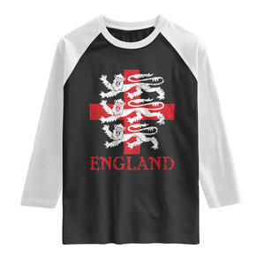 England Three Lions Symbol English Pride Souvenir Raglan Shirt TS11 Black White Print Your Wear
