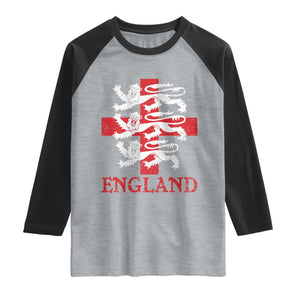 England Three Lions Symbol English Pride Souvenir Raglan Shirt TS11 Heather Gray Black Print Your Wear