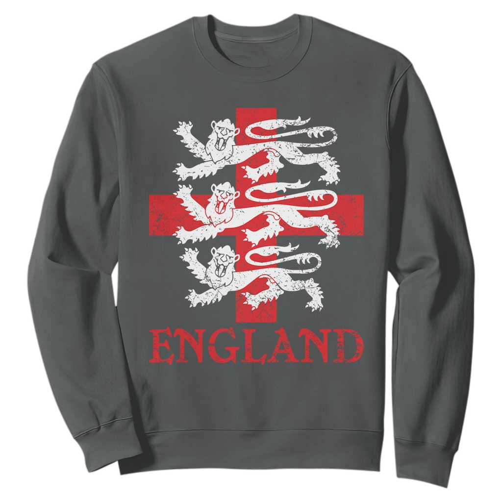England Three Lions Symbol English Pride Souvenir Sweatshirt TS11 Dark Heather Print Your Wear