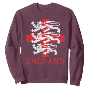England Three Lions Symbol English Pride Souvenir Sweatshirt TS11 Maroon Print Your Wear