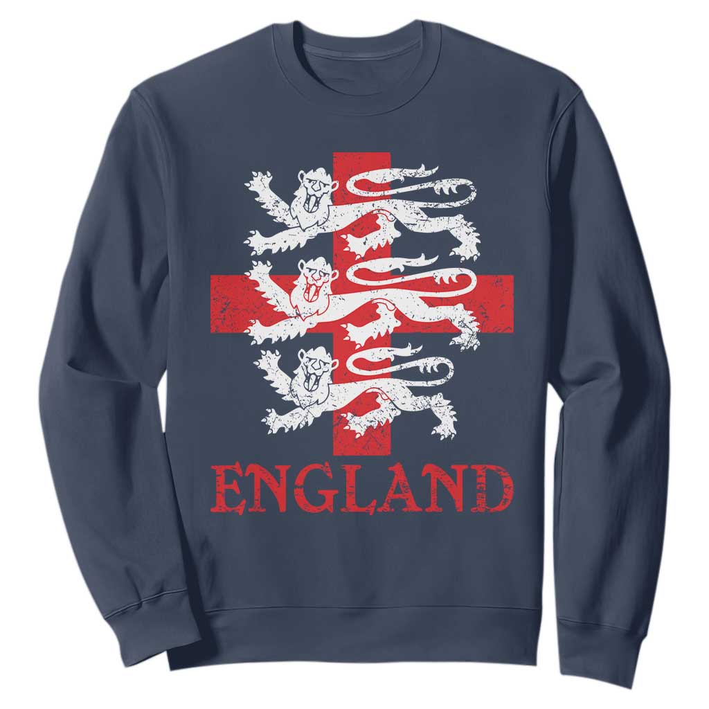 England Three Lions Symbol English Pride Souvenir Sweatshirt TS11 Navy Print Your Wear
