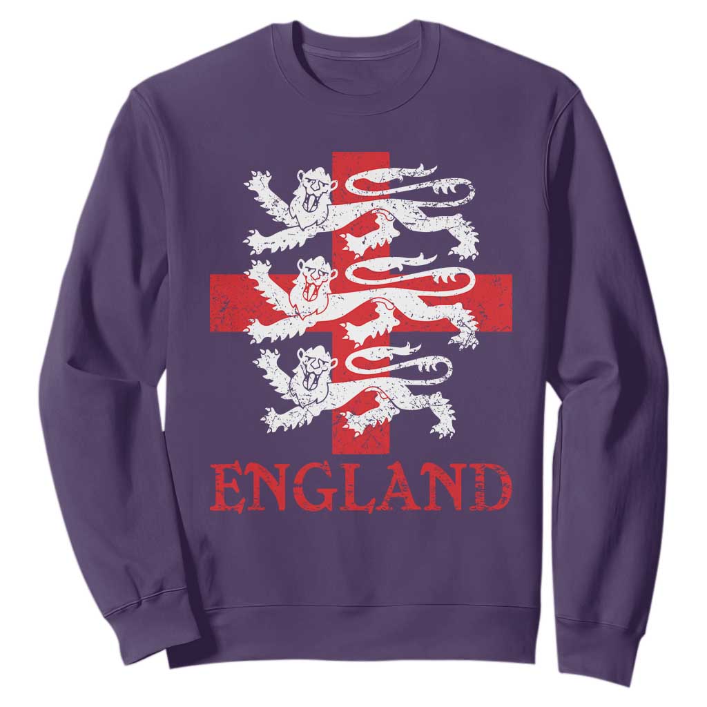 England Three Lions Symbol English Pride Souvenir Sweatshirt TS11 Purple Print Your Wear