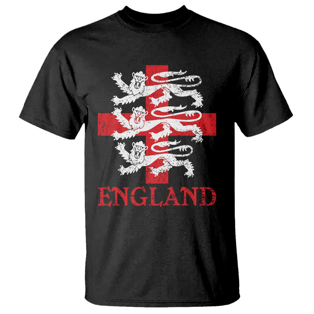 England Three Lions Symbol English Pride Souvenir T Shirt TS11 Black Print Your Wear