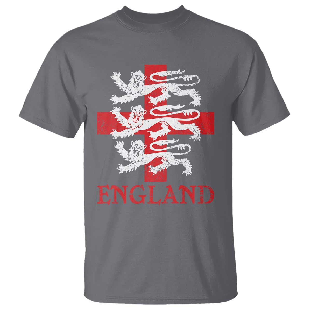 England Three Lions Symbol English Pride Souvenir T Shirt TS11 Charcoal Print Your Wear