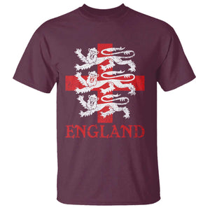 England Three Lions Symbol English Pride Souvenir T Shirt TS11 Maroon Print Your Wear