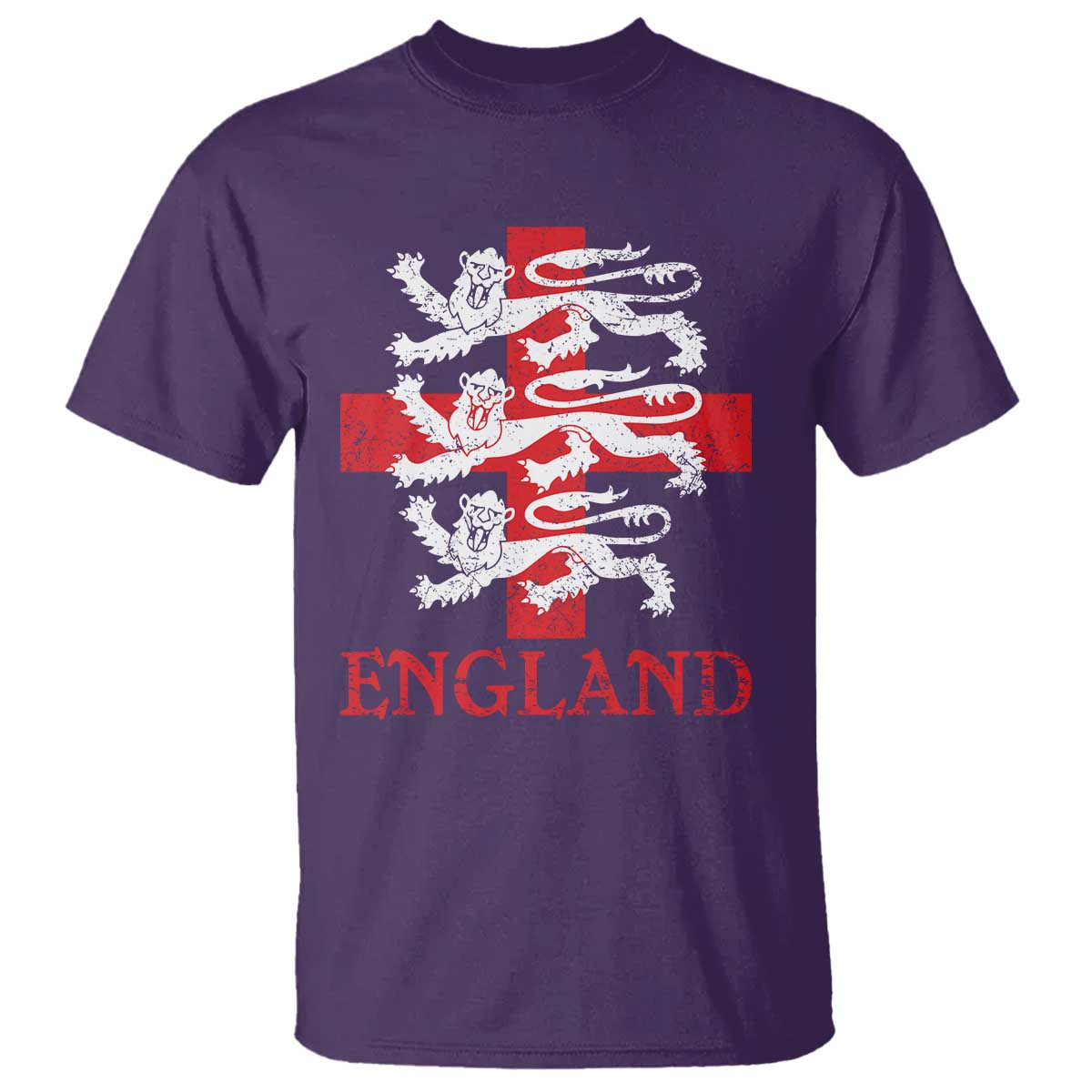 England Three Lions Symbol English Pride Souvenir T Shirt TS11 Purple Print Your Wear