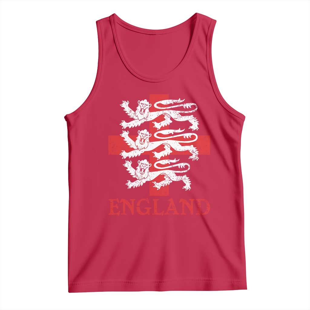 England Three Lions Symbol English Pride Souvenir Tank Top TS11 Red Print Your Wear